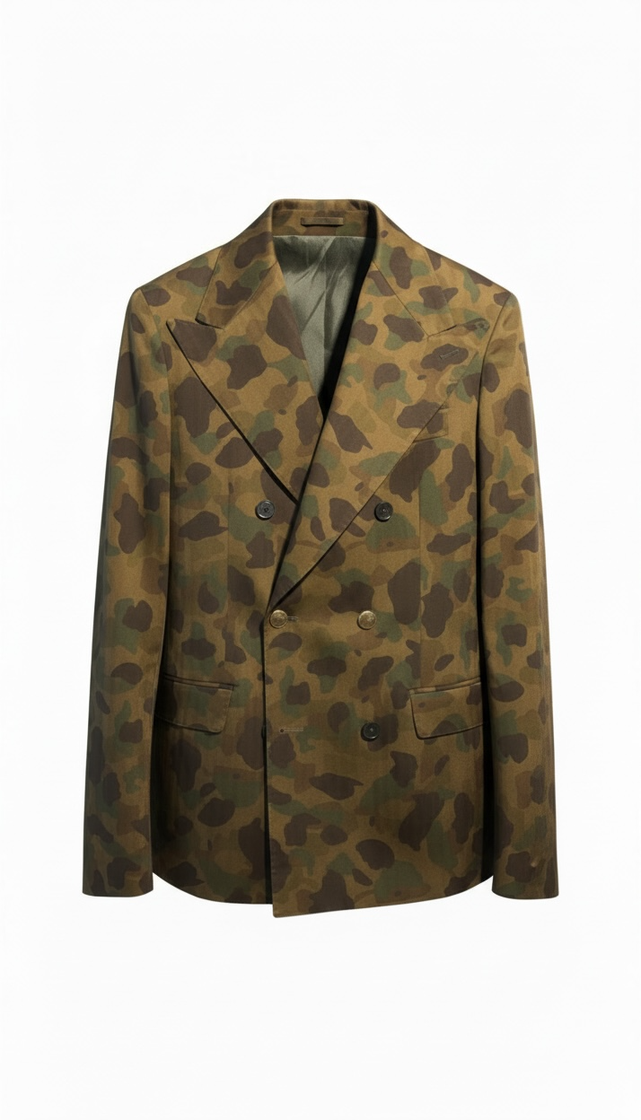 Chaqueta Cruzada Estampado Camuflaje
